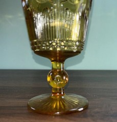 Bartlett Collins Bullseye Stemmed Water Goblet Amber Vintage 1960s Replacement