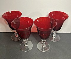 Ruby Red Goblets Home Essentials 14oz Water Wine Glasses 7.25″ Hand Blown Set/4