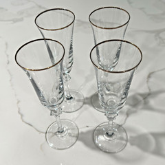 4 Oneida Fedora Fluted Champagne Glasses Vintage Crystal Clear
