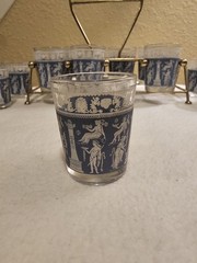 12 Jeanette Hellenic Jasperware Shot Glasses With Caddy