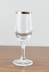 Set Of 6 Silver Rimmed Shot Liquor Glasses 4-3/4″ tall 3 fl oz