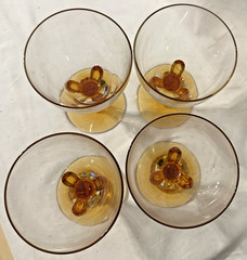 4 Seneca 310 Amber Blown 6″ Water Glasses Morgantown W Virginia Have Extras