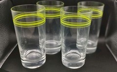 MCM Corelle Corning Coordinates Green Stripe Highball Tumblers Set of 4 Vintage