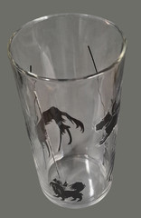 Vintage Art Deco Style Set Four Glasses Tumblers Clear W/Black Dog Silhouettes