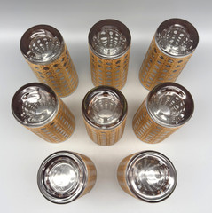 Vintage Culver Cannella Glasses Gold Cane Highball Glasses MCM Set of 8