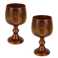 Wooden Goblets 2-Pack, Handcrafted Natural Jujube Wood Wine Cups, 150ml (5oz)…