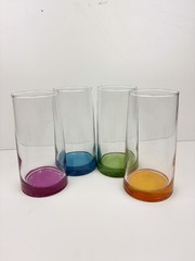 Vintage MCM Libbey Crisa Colored Tumblers Set Of 4 Orange Green Purple Blue