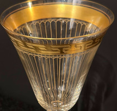 Cellini Italian Crystal Wine Goblet Vintage Replacement 24K Gold Trim Greek Key