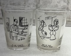 1950 Vintage Rare Pearson & Taylor Fractured French Whiskey Glass Set Of 2 MCM