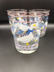 Vintage Libbey Country Geese Goose 4″ Tumbler Glass Juice Glass Grandmacore Set