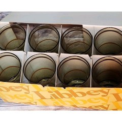 Vintage MCM Set of 8 Libbey Woodhue Tumbler Glasses 12 oz New In Box