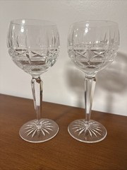 Pair of Waterford 7.25″ Tall Wine Glasses – Signed Waterford – Vintage Crystal