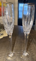 Set of 2 RARE MIKASA MANOR HOUSE GOLD TRIM MULTISIDED STEM CHAMPAGNE FLUTES 11″