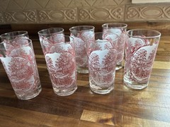 8 Royal China Pink Memory Lane 4 3/4″ Glass Water Tumblers