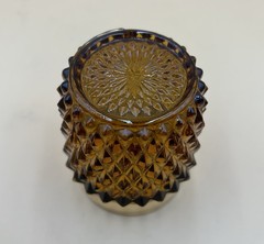SET OF 6 VINTAGE INDIANA GLASS AMBER DIAMOND POINT ON THE ROCKS 24k GOLD BAND.