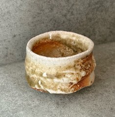 Hide Fujimoto Anagama Guinomi Sake Cup Natural Ash Shigaraki Ware Japan Ceramic