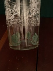 Vintage Highball Glass Bar Glass Colonial Williamsburg Virginia Green White 16oz