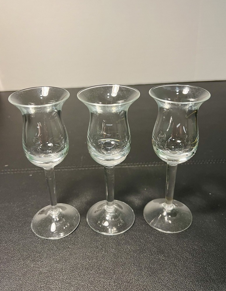 Vintage MCM 3 Long Stem Flared Rim Liquor Cordial Glasses
