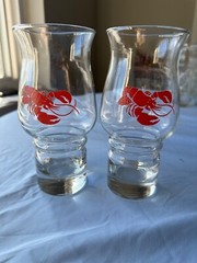 Red Lobster Logo Pint Beer Hurricane Glasses VTG Barware SET OF 3 Libbey 1980s