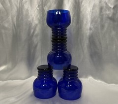 Imperial Glass Co~Shaeffer Cobalt Blue~3 ¾” 10 oz Flat Tumblers~Set Of 4
