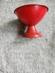Vtg. Art Deco Metal Dessert Sherbert Cups with Glass Inserts Set of 7- Red