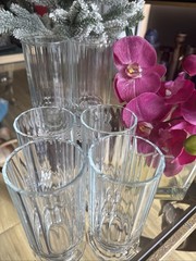 Set of 6 Dansk Designs Gustav Paneled Highball Tumblers 14 Oz Crystal Glasses 6”