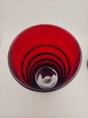 2 Anchor Hocking Royal Ruby Red Glass 3 3/4 Inch Rippled Juice Tumblers Glasses