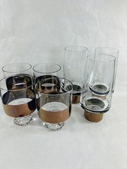 Tom Dixon Tank Copper Whiskey Tumblers 7pcs Low & High Ball Glasses Vintage