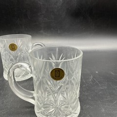 2 Paul Sebastian Inc. USA Clear Glass Crystal Pineapple Fam Mugs