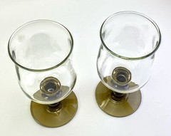 Vintage Libbey Two-Tone Tawny Brown Tulip Goblet Glass Stemware 5.75 “ Set Of 2