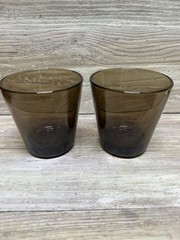 Iittala Kartio Smoke Brown Glass Tumblers Set 2 Kaj Franck Finland 3 1/8” Kartio