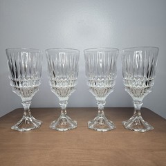 Set of 4 Vintage Fostoria Heritage Clear Crystal Wine Goblets Glasses