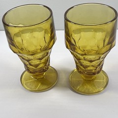 Georgian Honeycomb Tumbler Goblet Footed Pressed Glass Anchor Hocking Vntage MCM