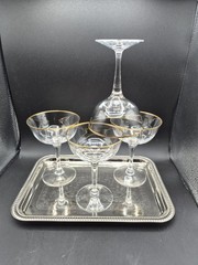 4-Vintage Crystal Noritake «Troy» Stemware Champagne Tall Sherbet 5 3/8” RARE EC