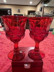 Exquisite Fostoria Ruby Red 6.5” Vintage Argus Stemmed Goblets. Ex Condition