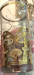Culver MCM 22K Gold Applied Mushroom Highball Glasses Set of 6 Signed Vintage