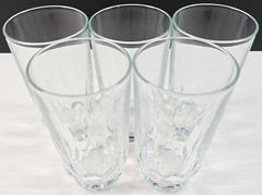 (5) Arcoroc Artic 12 Oz Beverage Set Vintage Wedge Cut Tumblers France Retro Lot