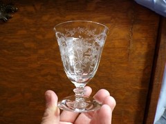 Set of 4 Fostoria Clear Glass Corsage Oyster or Fruit Cocktail Glasses