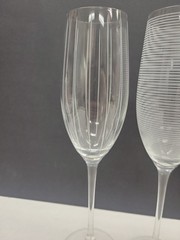 Set Of 4 Mikasa Cheers Champagne Glasses Polka Dots Vert. Lines Spiral Hori….