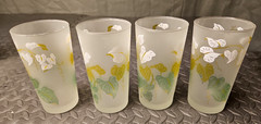 Vintage Libbey Caladium Frosted Tumblers Set of 8 MCM Highball Glassware