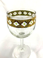 1 VALENCIA Culver 5.75″ tall WINE Glass 6 oz Green Diamond 22 KT Gold