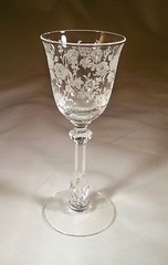 TIFFIN RAMBLING ROSE ETCHED CRYSTAL #17441 2-OUNCE FOOTED SHERRY GOBLET!