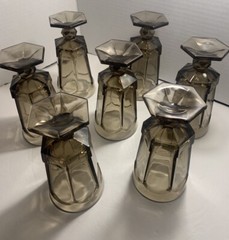 Fostoria Virginia Brown Smokey Wine Water Goblets Footed Glasses 7.25” Set of 7