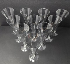 Set Of 10 Hollow Stem Champagne Flutes Glasses 8-3/8″ Tall Elegant Stemware