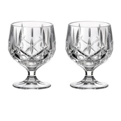 Criss Cross Crystal Cognac Glasses Heavy Cut Bohemia Brandy Snifter Set of 2