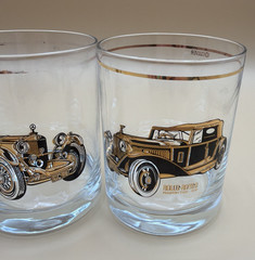 Culver 22K Gold Auto Lowball Glasses Set of 3 Pierce Arrow Rolls Mercedes