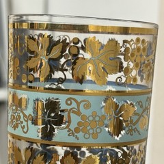 Vintage George’s Briard Signed Lowball Glasses|24k Gold and Turquoise 5.5”