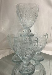 VTG Pasabache Art Of Glass 5.5” Water Wine Goblet Raised Fruit Motif – Set of 4