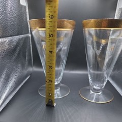 VTG Tiffin Franciscan Rambler Rose Footed Tumbler 24k Gold Set Of 2