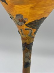 Hand Painted Martini Glass Floral Yellow Rhinestones Dated 2012 Signed
